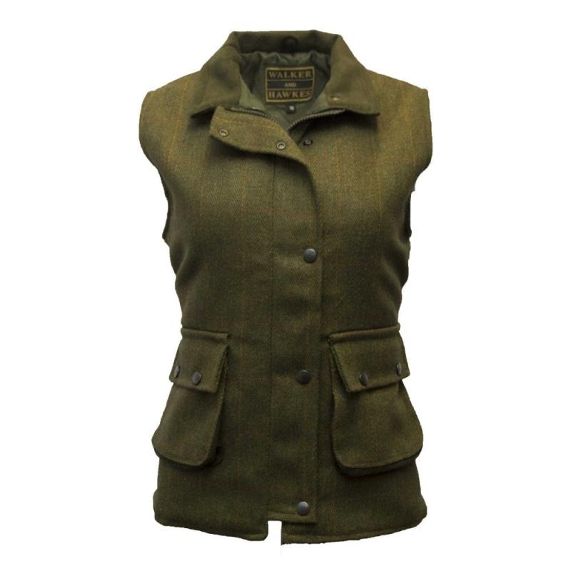 Bayston Ladies Tweed Gilet  Vest  Mørk Grøn      Xs